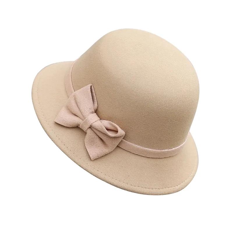 Hut Damen Frühling und Herbst Mode Fedora Hut Elegant Retro Britischer Hut mit großer Krempe