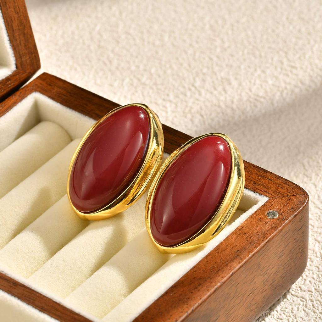Vintage Luxury Large Geometry Oval Stud Earrings for Women Girls Fashion Metal Charms Piercing Jewelry Accessories Gifts
