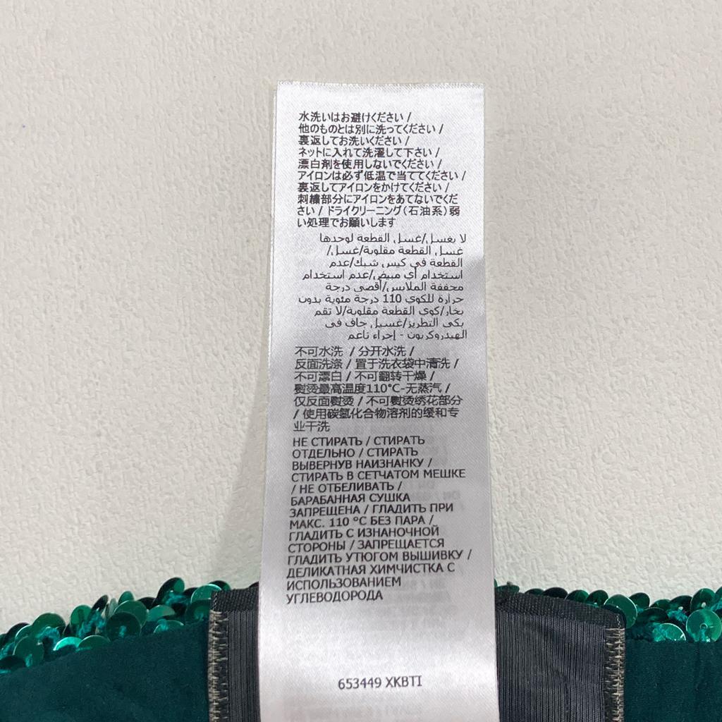 Gucci 653449 XKBTI Glitterx Sequin Silk Lining Collarless Buttonless Jacket M greenUsed