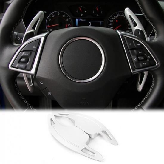 2x Декоративная накладка на подрулевой лепесток для Chevrolet Camaro 2017+ Серебристый