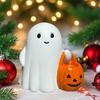 2025 Halloween Ghost Statue Resin Horror Halloween Ornament Ghost Pumpkin StatueHalloween Decorative (with Light/no Light)