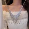 High-End European & American Rhinestone Tassel Necklace: Chic Geometric Design & Light Luxury Clavicle Chain