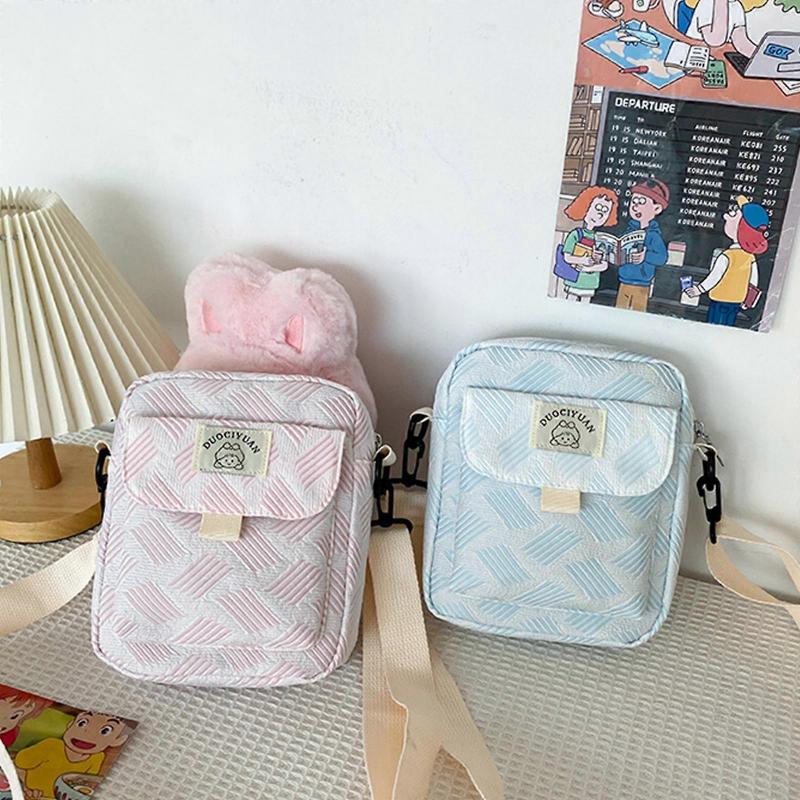 Crossbody Bag Shoulder Bag for Girl Women Japanese Style Travel Bag Fashion LeisureSquare Bag Adjustable Shoulder Belt  White