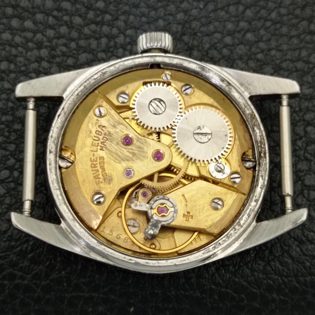 SWISS VINTAGE FAVRE LEUBA 111 SEA KING HAND-WINDING MENS BLACK WATCH A702015-5 R208-a702015