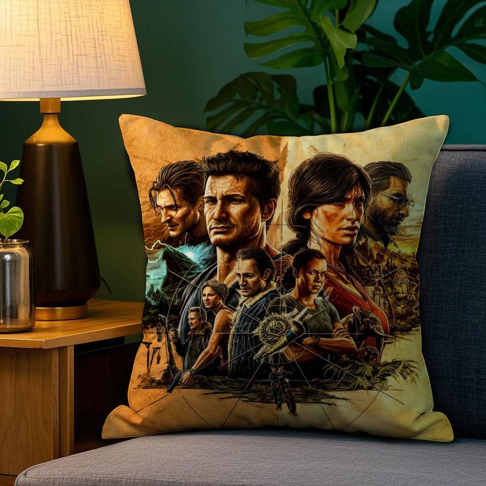 U-Uncharted V-Video Pillow Case Sofa Living Room Bedroom Double-sided Printing Square Cushion Nap Time Cushion Cover