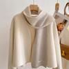 Womens Mens Pure Wool Scarf Winter Warm Solid Color Knit Neckwear Couples