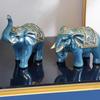 1 Pair Innovative Elephant Resin Ornament Inviting Wealth and Keeping Business Elephant Statue for Office Living Room