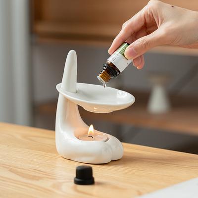 Kreative Kerzenständer, beruhigender ätherischer Öl-Aromatherapie-Diffusor, beheizter Weihrauch-Diffusor, weißer Keramik-Kerzenhalter, Heimdekoration