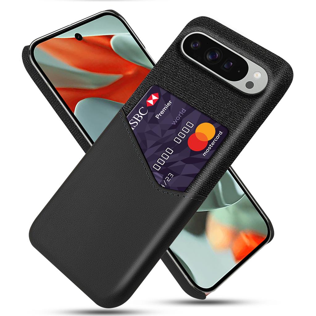 For Google Pixel 10 Pro XL Case PU Leather Cloth Texture Hard PC Phone Cover with Card Holder