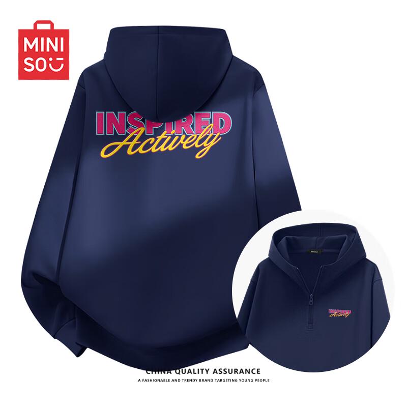 

MINISO Men s Cityboy Half-Zip Hooded Pullover Sweatshirt 2XL