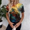 Women's Short Sleeve Tops Pleated  Neck Loose Fit T-Shirt