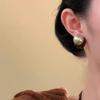 Elegant Retro Flocked Leopard Print Pearl Stud Earrings - Autumn/Winter Trendy Design for Women