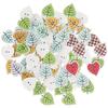 100Pcs Leaf Shaped Painting Buttons Mixed Wood Craft Buttons Assorted Bulk Buttons for DIY