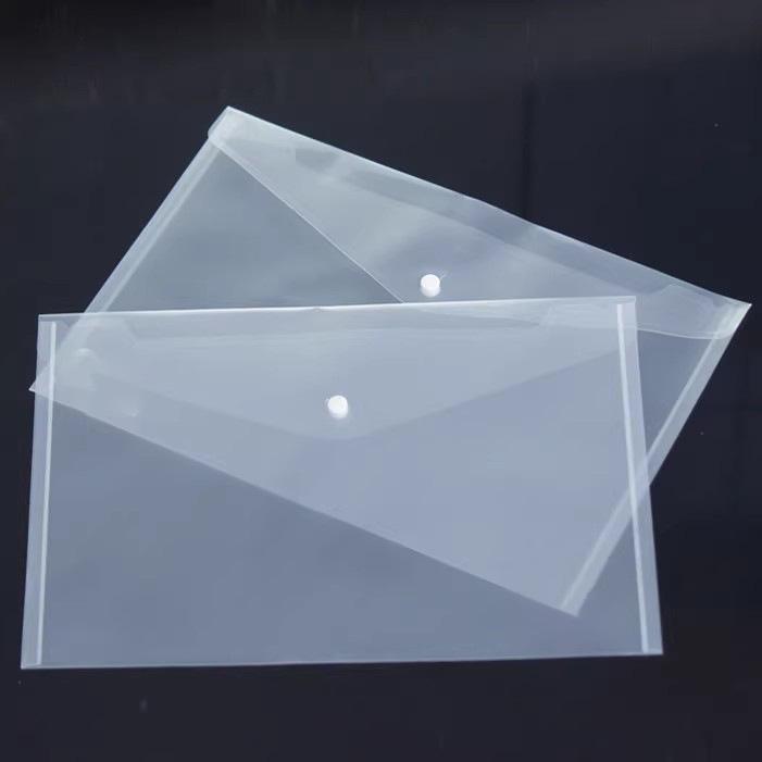 A4 Snap Button Transparent Plastic Document Bag for Students and Office
