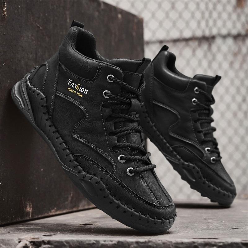 Herresko i store størrelser Håndsøm Lær Herrestøvler Spaltlær Fritidssko i lær Herre Ankelstøvletter