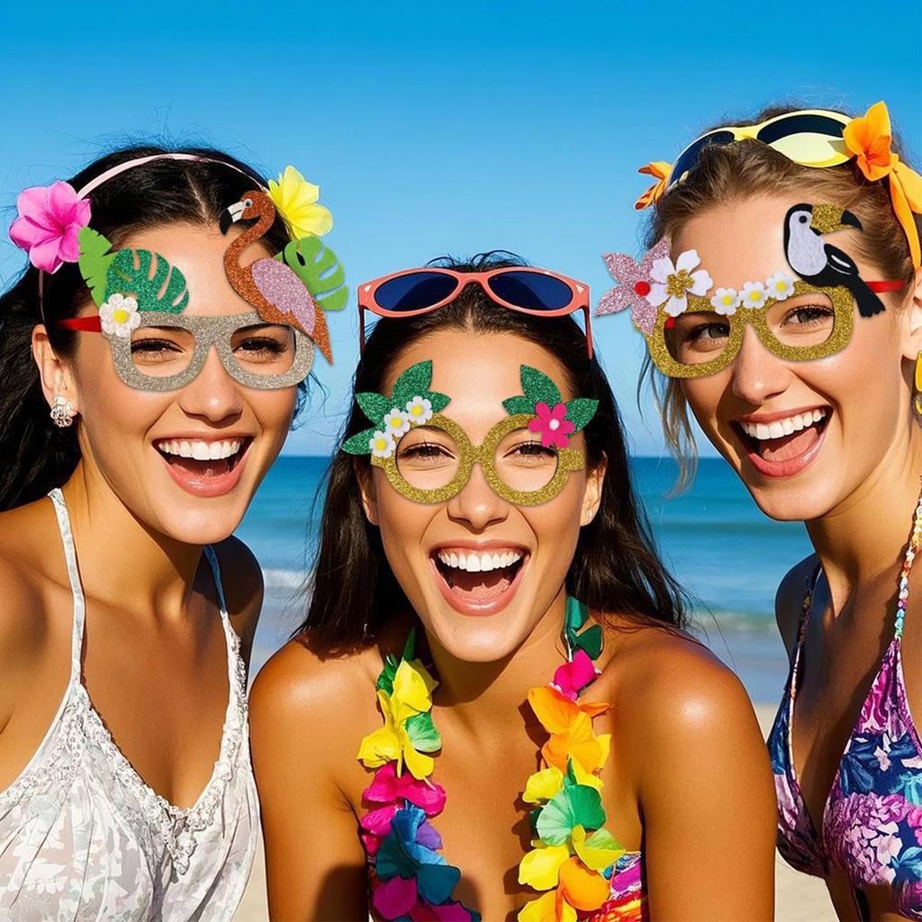 Hawaiian Glasses 8 Pieces Photo Booth Eyewear Beach Party Eyeglasses For Themed Events Vacation Bars Summer Camp Barbecue Beach