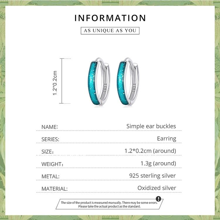 WOSTU 925 argint sterling simplu albastru rotund catarame urechi cercei stud pentru femei moda petrecere bijuterii cadou