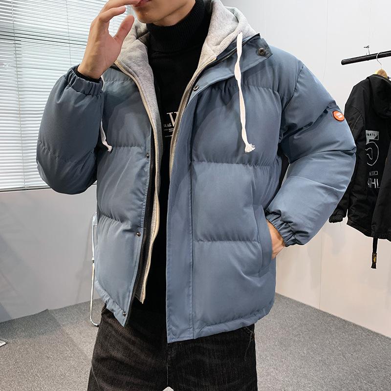 Yurong cotton-padded jacket men's short loose fake two-piece jacket cotton-padded jacket winter thickened cotton-padded jacket flow youth bread jacket