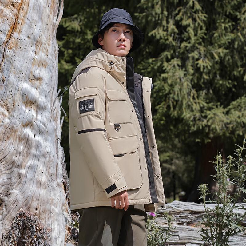 Tanboer Men's Mountain Style Multi-Pocket Hooded Down Parka TA233559