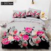 Flower Duvet Cover Set Microfiber Red Rose Bedding Set King Size Floral Print For Valentine's Day Mother's Day Soft Quilt Cover