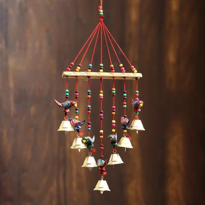 Campanelle con Perline Multicolori Artigianali Statuetta Pappagallo Appendi Finestra Muro Porta Carillon a Vento Pezzo Decorativo - Articoli Decorativi per Diwali per Arredamento Casa