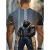 Men's 3D Printed Round Neck Casual T-shirt for Summer Wear Lightweight Breathable Trendy Versatile No Pressure Bear Pattern T-shirt