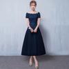 Evening dress   new one-word shoulder certificate dress bridesmaid dress women's thin banquet bridesmaid group sisters dress