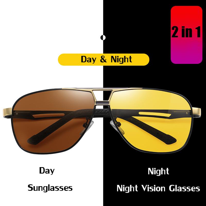 Polarized Photochromic Night Vision Sunglasses Outdoor Protective Goggles Day And Night Uv400 Lens Men'S Driving Sun Glasses