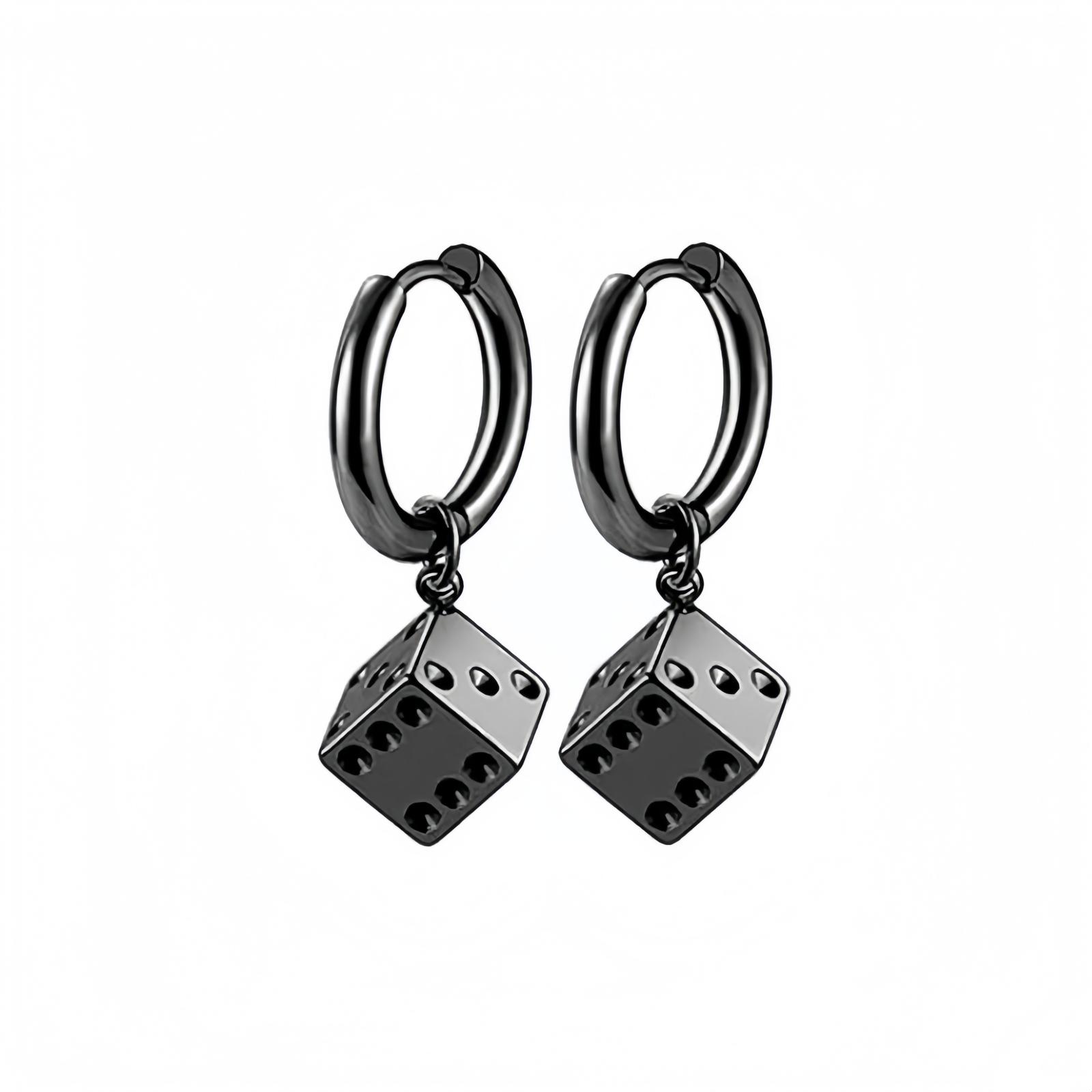 

Dice Square Statement Funny Cool Punk Stainless Steel Black Piercing Hoop Earring for Man Woman Jewelry 2025 Trend New in Decor