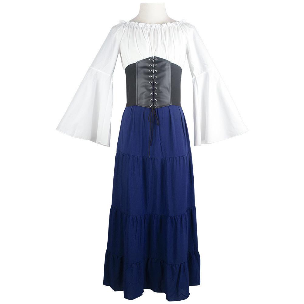 Ages Cosplay Middle Clothing Belted Dress Party Dresses Polyester Women Retro