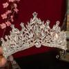 Metal Baroque Crown Round Tiaras Rhinestone Crown Elegant Princess Tiara  Women