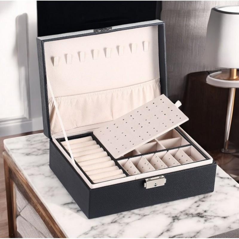 Black Jewelry Box Case Organizer Women' Box Decoration