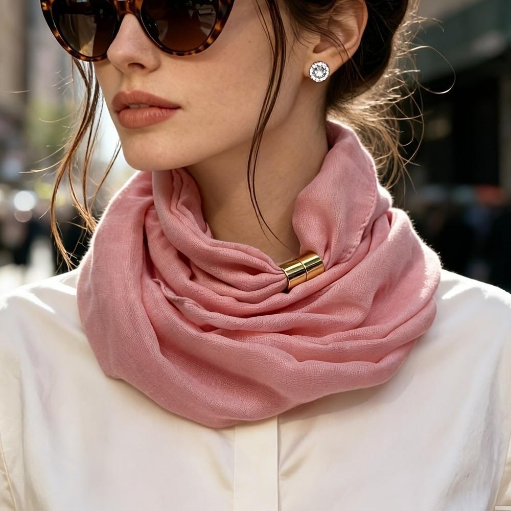 French Elegant Neck Scarf, Versatile Solid Color Scarf, Minimalist No-Tie Scarf Neck Warmer,  Premium Feel Versatile Neck Scarf