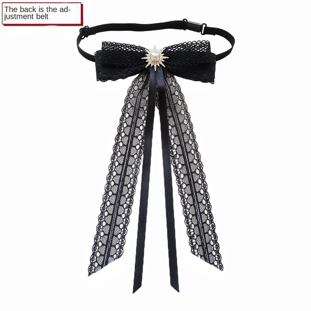 College Style Lace Ribbon Bowtie Elegant Collar Rhinestones Jewelry  Fashion Jewelry Gifts