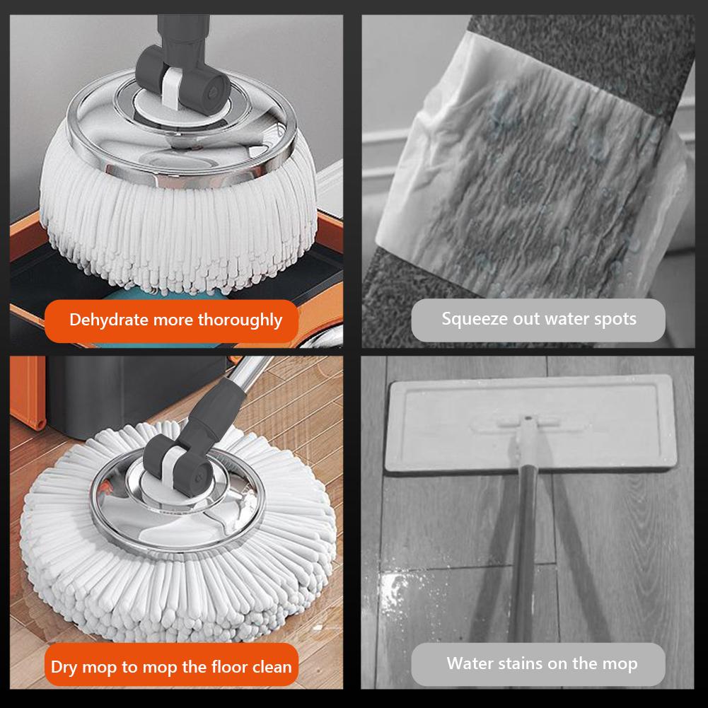 360° Otočný čtvercový mop Spin Mop a sady kyblíků se 6 náhradními hlavicemi Oddělování špinavé vody od čisté pro čištění podlah