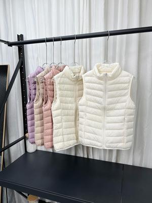 Women's Lightweight 90% Down Vest, Stand Collar, Solid Color, Japanese Style, Versatile for Autumn/Winter.