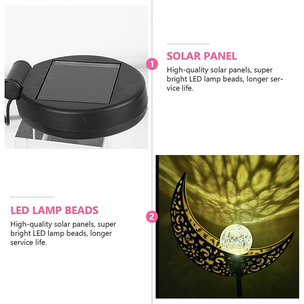 Solar Lawn Moon Sculpture Light Outdoor Courtyard Villa Landscape Plug in Light LED Moon Iron Decoration