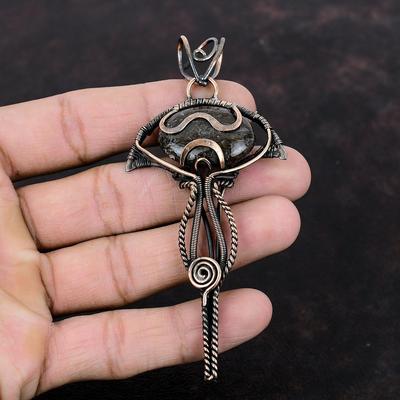 Colgante de Hueso de Dinosaurio Joyería Envuelta en Alambre de Cobre Colgante Delicado de Piedra Preciosa Joyería de Diseñador Hecha a Mano Colgante Envuelto en Alambre de Cobre Regalo Para Mamá