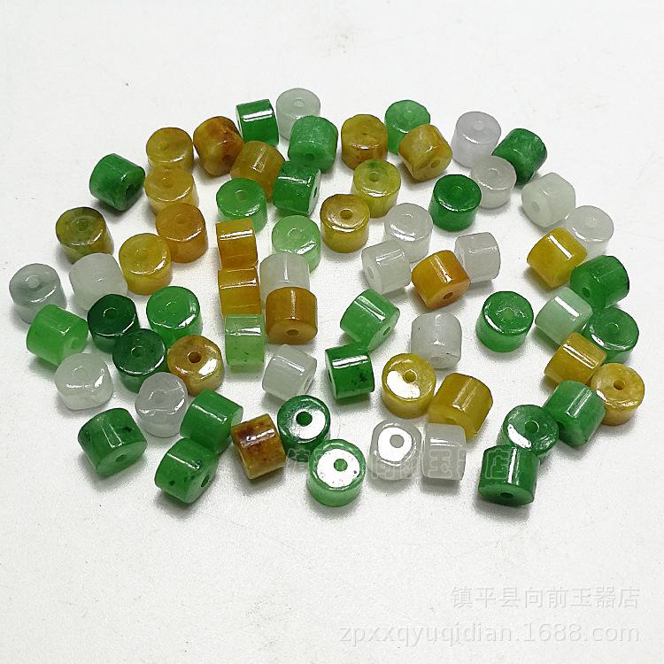 Jade Green Three-Color Barrel Beads for DIY Bracelets and Necklaces - Jewelry Accessories