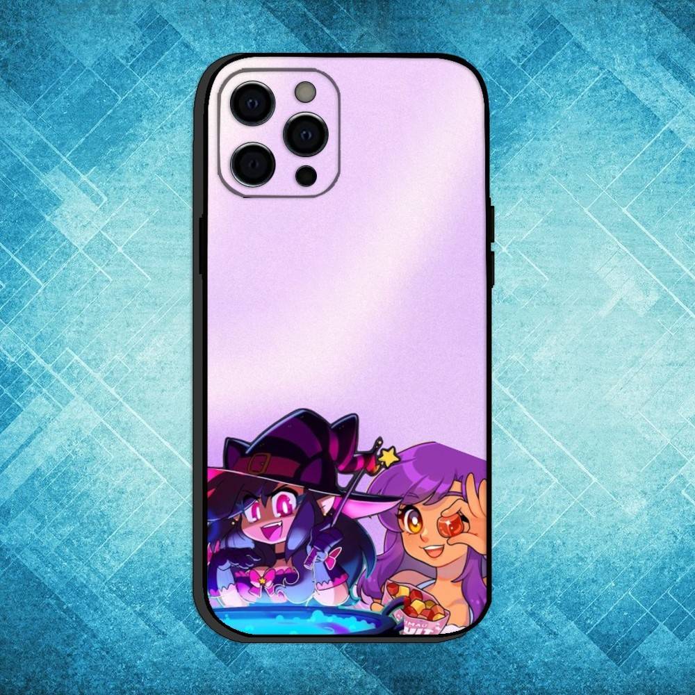 

A-Aphmau M-Meow Anime Cats Phone Case For iPhone17,16,15,14,13,12,11 Plus,Pro Max Soft Black Cover iPhone14Plus