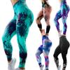 Leggings Fitness Stampa Tie Dye Control Pancia Donna Vita Alta Arricciati Alta Elasticità Leggings Yoga Abbigliamento Sportivo