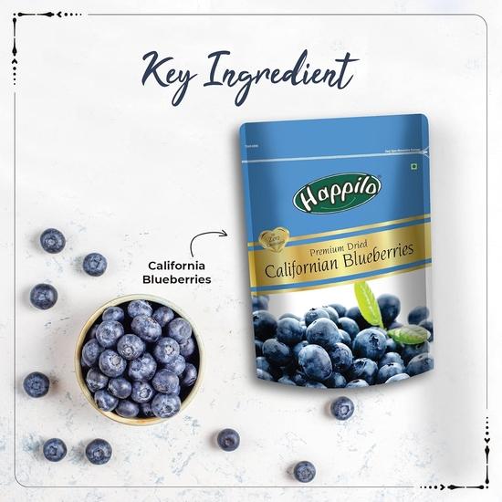 Happilo Premium Dried Californian Blueberries 150 G (Pack of 1) | Rich In Calcium and Vitamin K | Vegan, Non-GMO & No Preservatives
