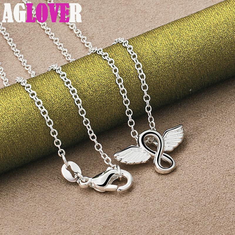 925 Sterling Silver Angel Wings Pendant Necklace Jewelry