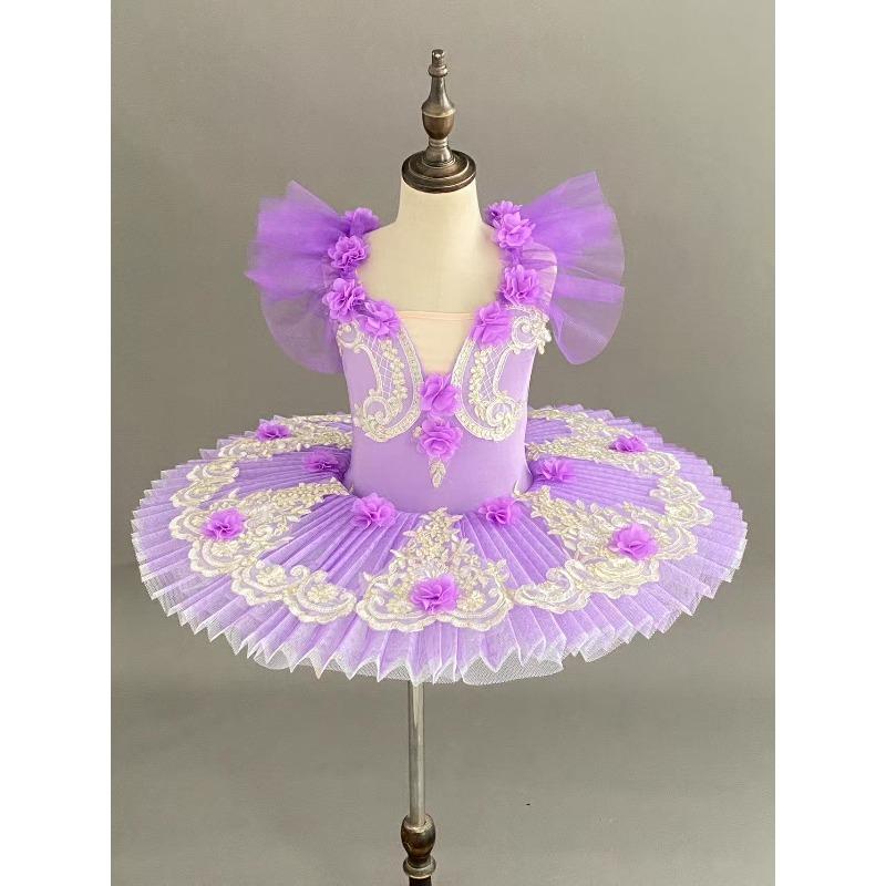 Purple and Blue Girls Little Swan Ballet Tutu Tulle Puffy Performance Costume for Children 110 фиолетовый