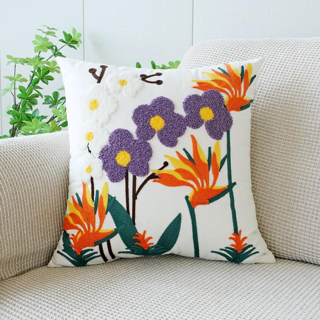 45X45Cm Flower Throw Pillow Cover Plant Embroidered Stamping Waist Cushion Cover Decor Home Decorative Pillowcase New