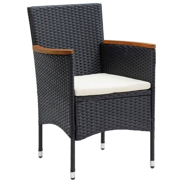 Ensemble table et chaises - MAISON EXCLUSIVE - 9 pièces - Résine tressée - Coussins rembourrés - Accoudoirs acacia