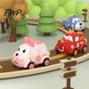Kid Vehicle Toy Baby Cartoon Pull Back Car Toy, Squeaky Dinosaur Bear Rabbit Press and Sound Soft Silicone Gift for Toddlers Boys Girls Toys with