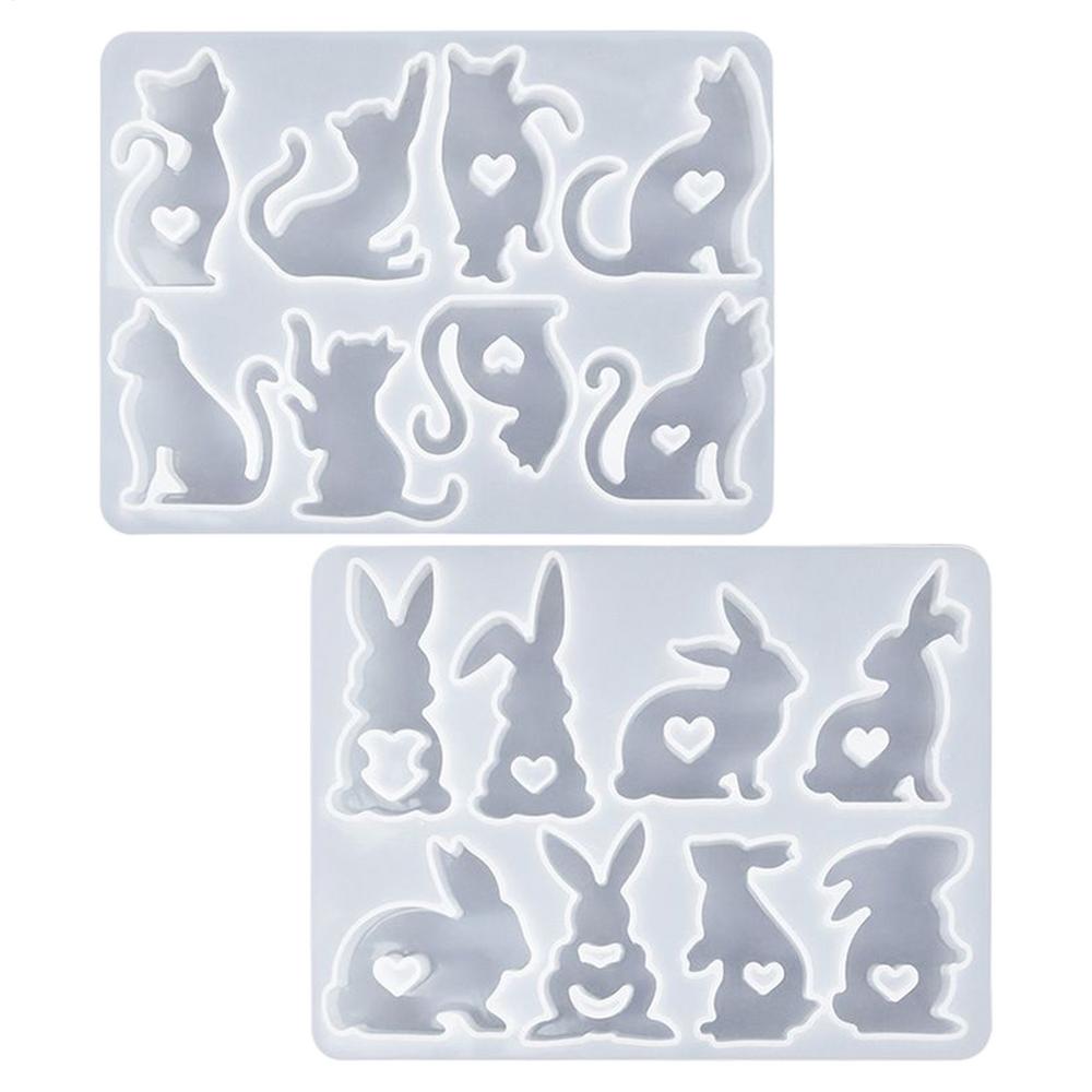 2pcs Bunny Silicone Mold Easy Release DIY Craft Supplies 3D Easter Bunny Molds Silicone for Soap Candle Wax Epoxy Resin Home белый