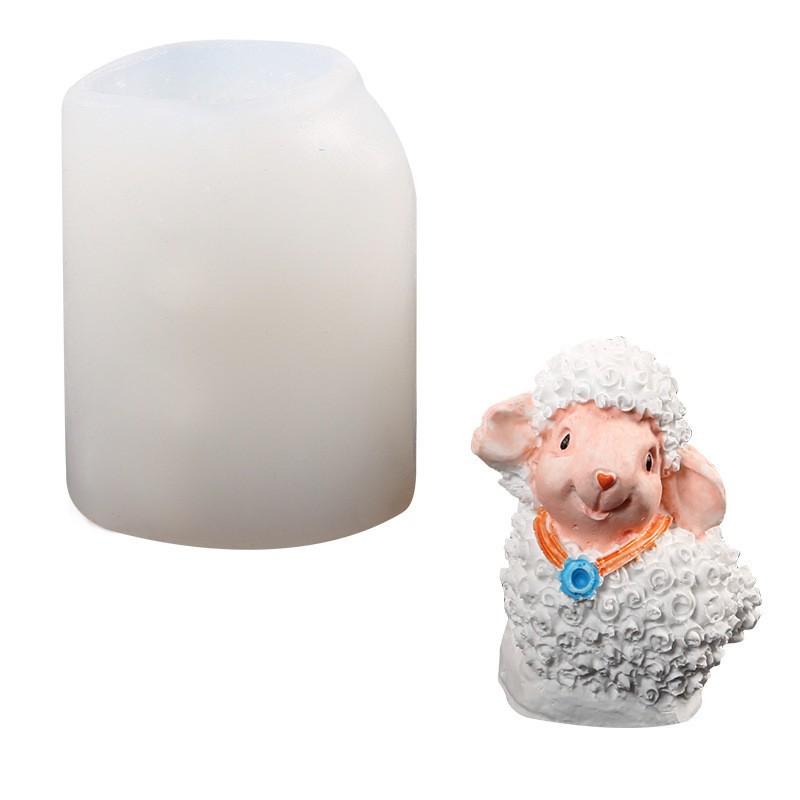 Cute Sheep Silicone Candle Mold With Bow Sitting Sheep Cute Design Diy Suitable Handmade Crafts Candles Plaster Soap Home Decor