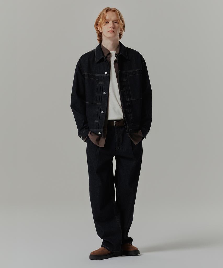 MINDBRIDGE Wide One-Tuck Low Denim Pants Mydp6154